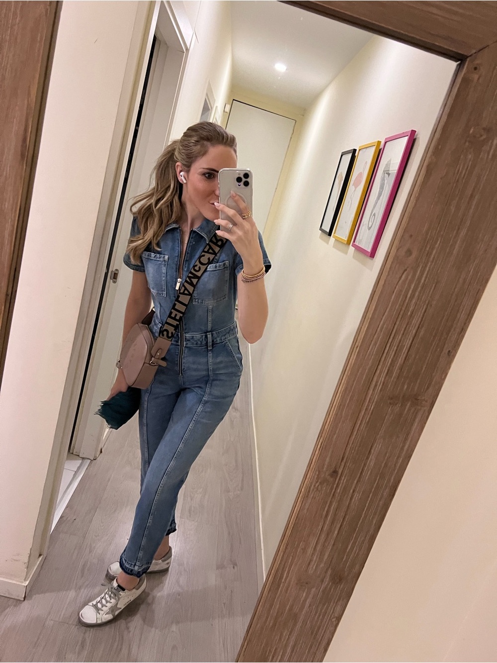 Zara Light Blue Denim Skinny Jumpsuit